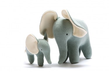 Teal large and small elephants